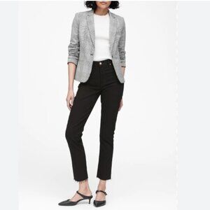 Banana Republic Classic Fit Plaid Washable Blazer Black and White Plaid size 0